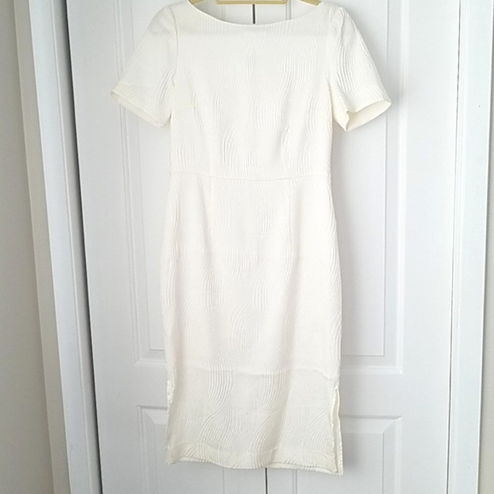 NWT H&M Ivory Jacquard Weave Dress Size 8